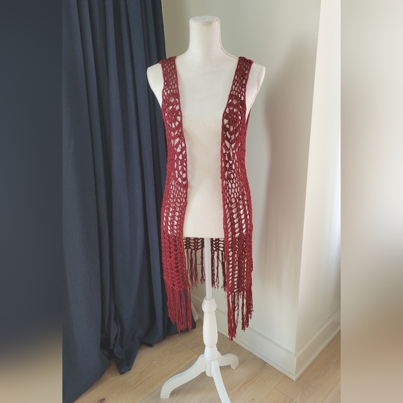 Crochet Fringe Vest - Picture 2 of 6